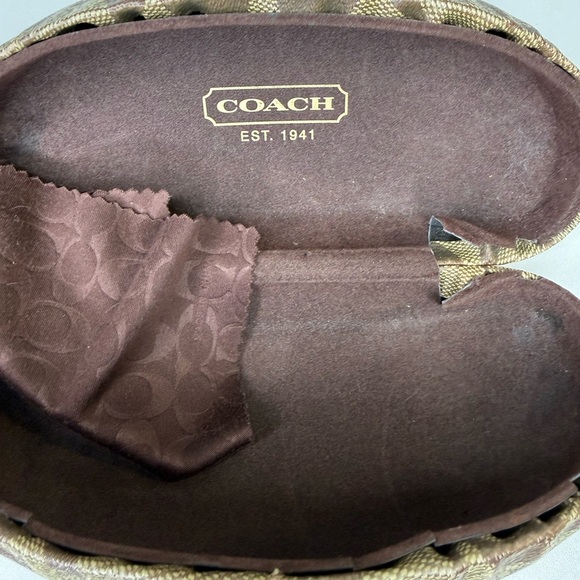 Coach sunglasses case signature logo brown khaki with wipe protective case - Picture 10 of 11